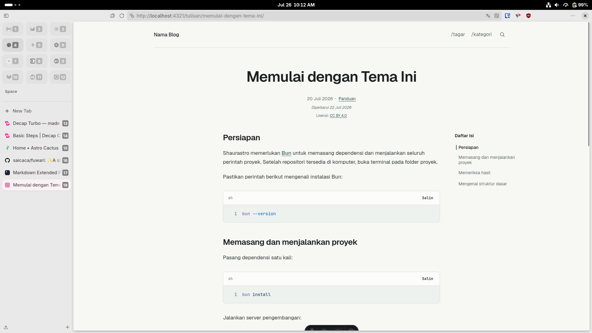 Tampilan tulisan Shaurastro di dalam peramban
